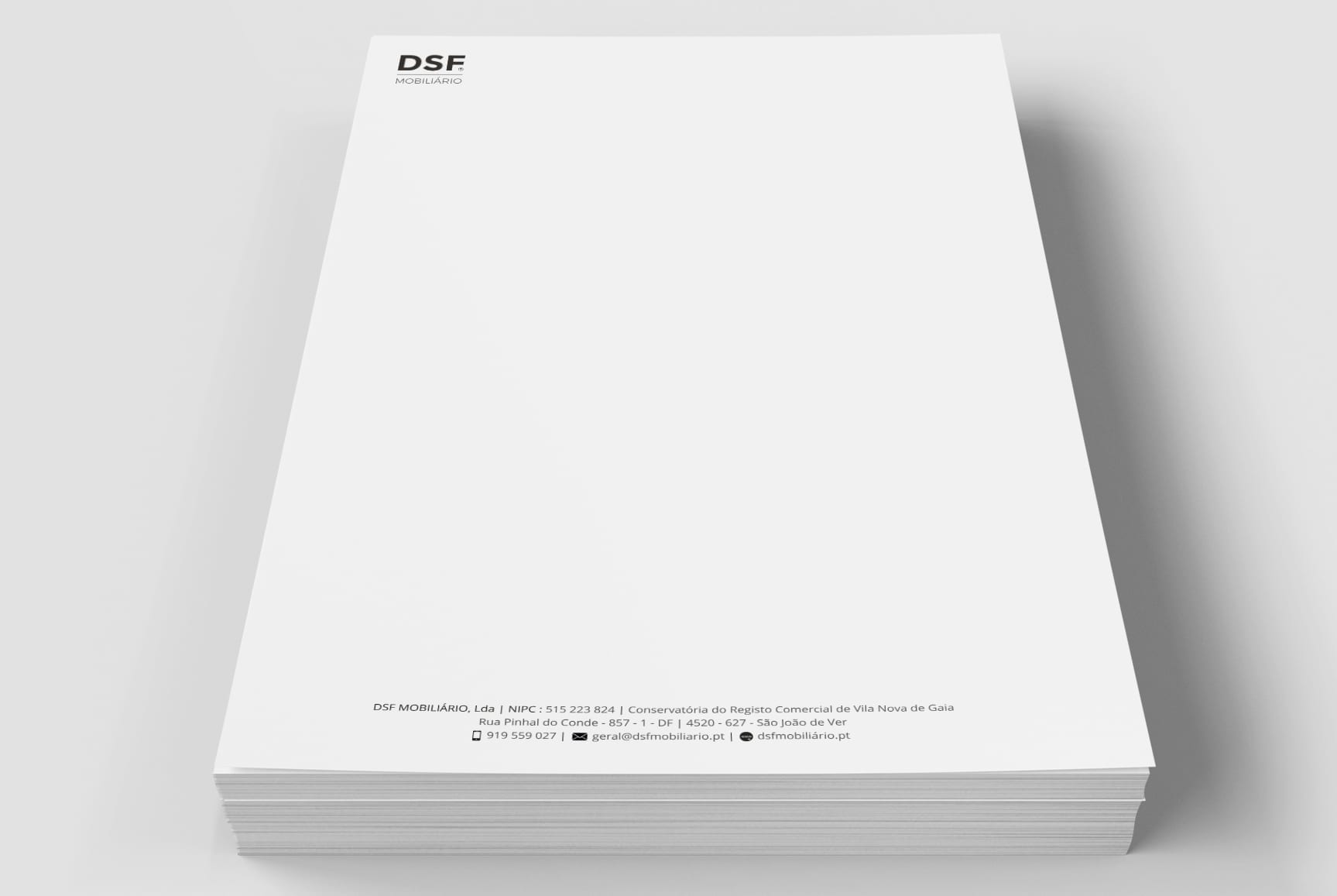 Estacionário - papel de carta com logotipo da DSF Mobiliário