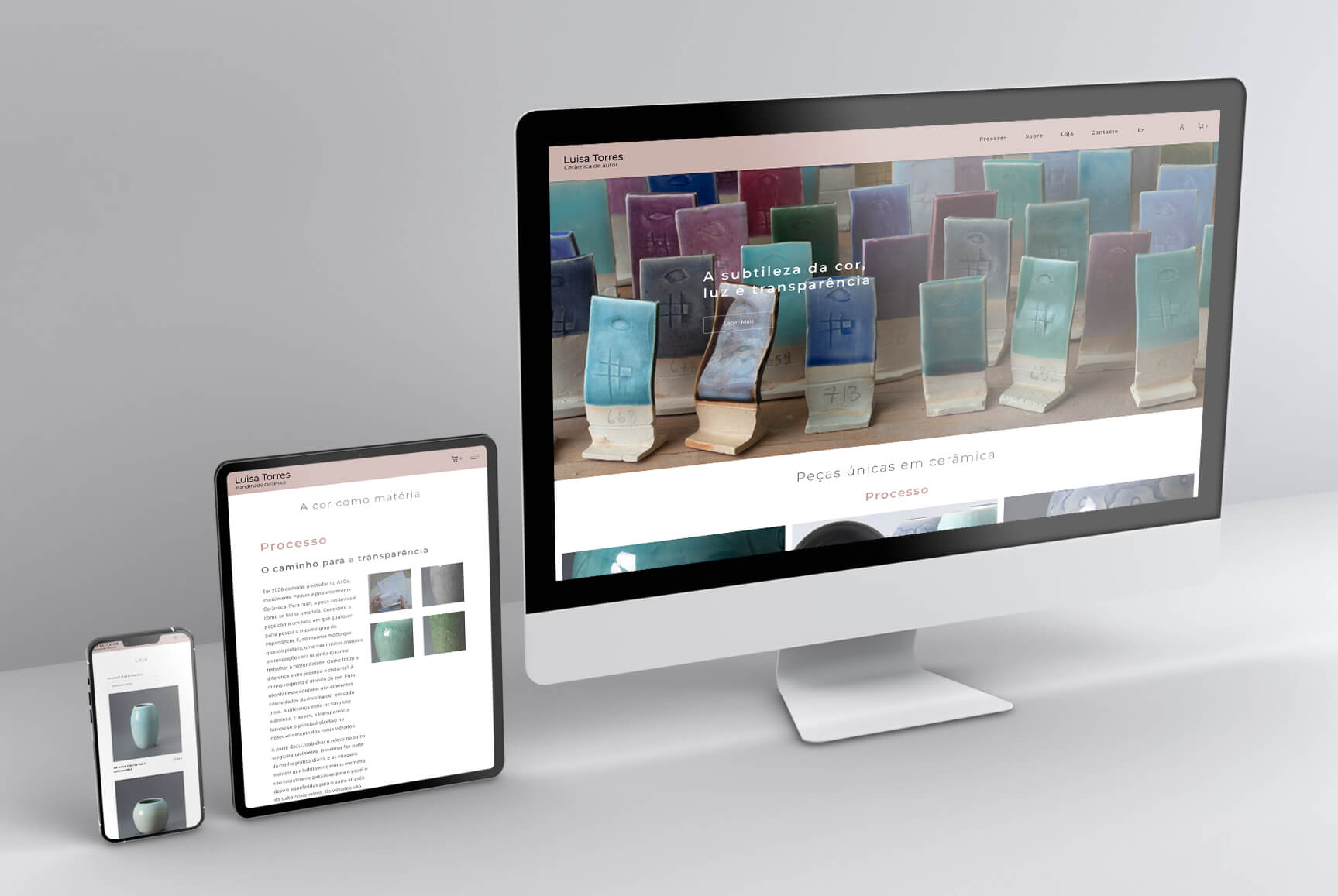 Web design. Criação de loja online responsiva para ceramista. Ana Margarida Mota designer