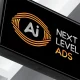 Logótipo desenvolvido para a marca AI Next Level, focada em campanhas de Meta Ads e Google Ads