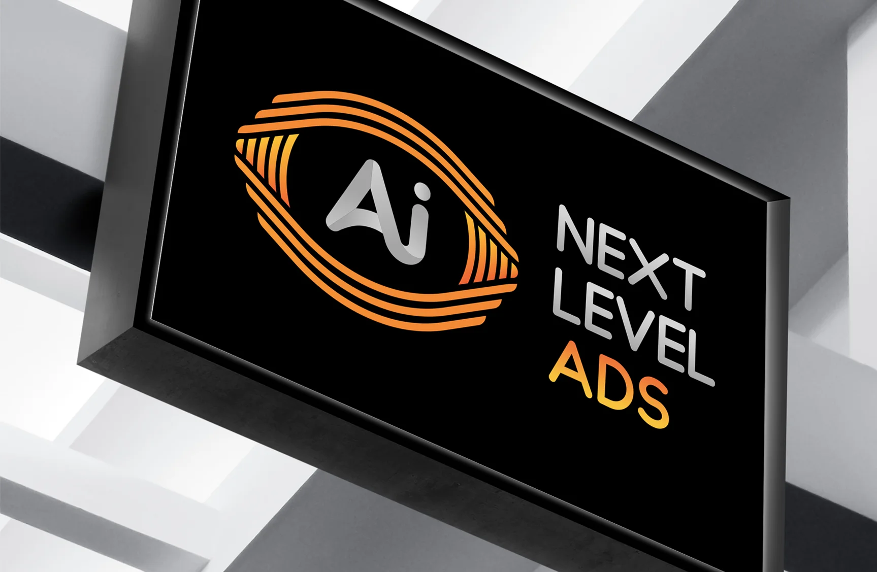 Logótipo desenvolvido para a marca AI Next Level, focada em campanhas de Meta Ads e Google Ads